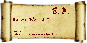 Berze Máté névjegykártya